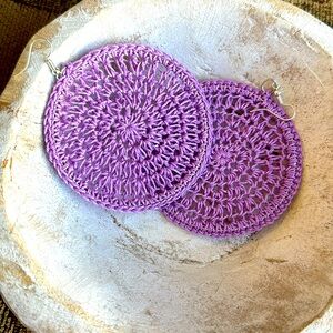 Purple crocheted earrings .. beautiful handmade -one of a kind